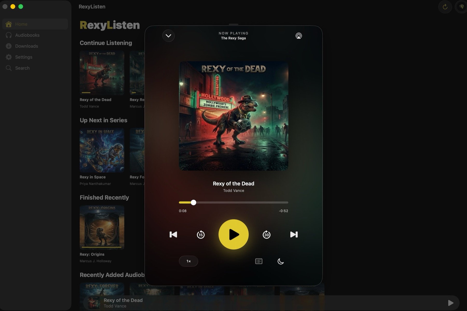 RexyListen now playing with chapters, normalization, and volume boost
